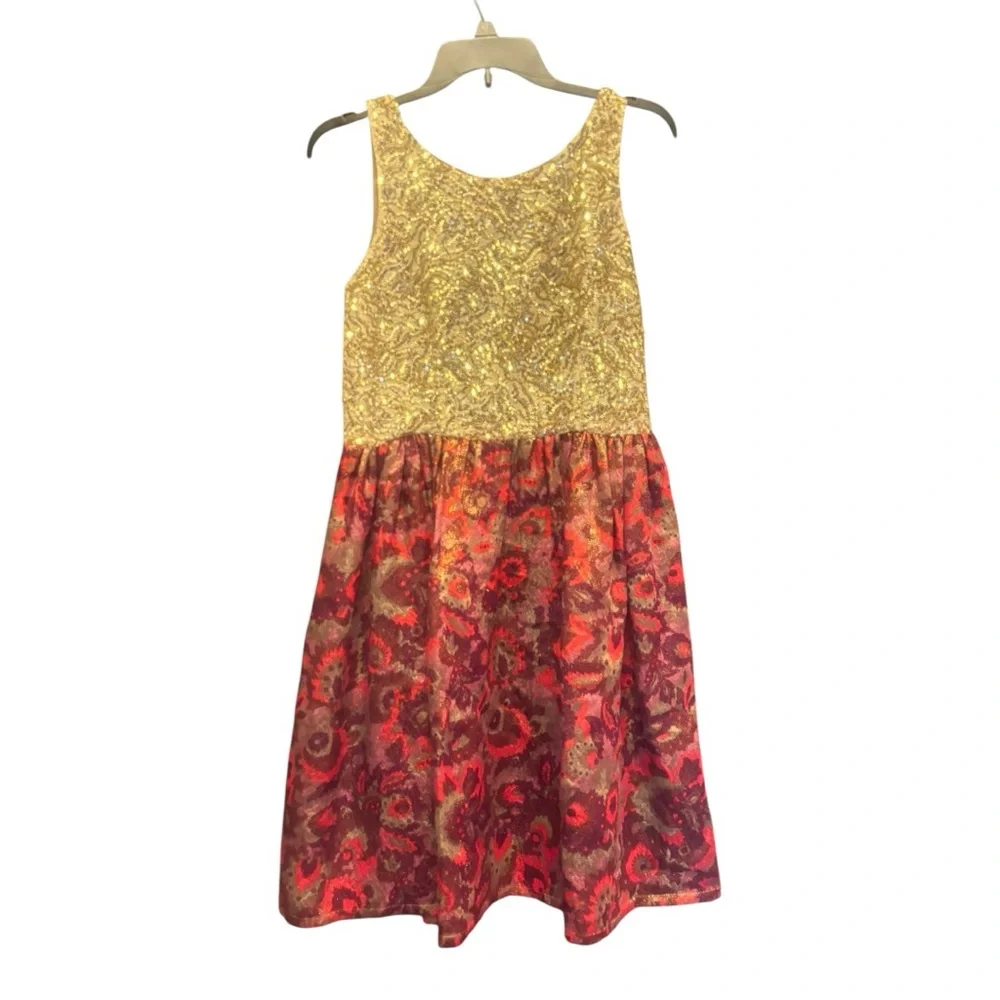 Anthropologie Wren Gold and Red Sleeveless Dress Size Medium (M) - Picture 2 of 11